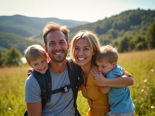 Familie gemeinsam beim Outdoor-Erlebnis